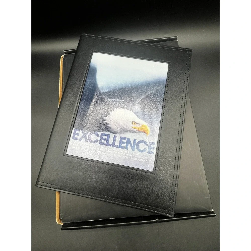 Successories Excellence Bald Eagle Black Faux Leather Padfolio Portfolio 9